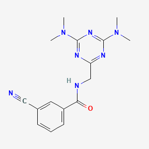 molecular formula C16H19N7O B6426609 N-{[4,6-bis(dimethylamino)-1,3,5-triazin-2-yl]methyl}-3-cyanobenzamide CAS No. 2034471-34-4