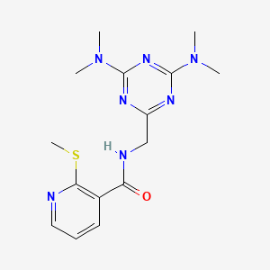 molecular formula C15H21N7OS B6426618 N-{[4,6-bis(dimethylamino)-1,3,5-triazin-2-yl]methyl}-2-(methylsulfanyl)pyridine-3-carboxamide CAS No. 2034427-03-5