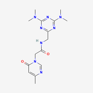 molecular formula C15H22N8O2 B6426622 N-{[4,6-bis(dimethylamino)-1,3,5-triazin-2-yl]methyl}-2-(4-methyl-6-oxo-1,6-dihydropyrimidin-1-yl)acetamide CAS No. 2034427-14-8