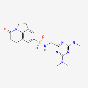 molecular formula C19H25N7O3S B6426623 N-{[4,6-bis(dimethylamino)-1,3,5-triazin-2-yl]methyl}-11-oxo-1-azatricyclo[6.3.1.0^{4,12}]dodeca-4,6,8(12)-triene-6-sulfonamide CAS No. 2034356-84-6