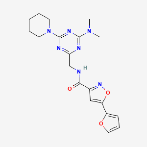 molecular formula C19H23N7O3 B6426631 N-{[4-(dimethylamino)-6-(piperidin-1-yl)-1,3,5-triazin-2-yl]methyl}-5-(furan-2-yl)-1,2-oxazole-3-carboxamide CAS No. 2034407-29-7