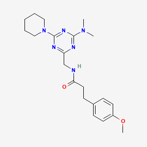 molecular formula C21H30N6O2 B6426637 N-{[4-(dimethylamino)-6-(piperidin-1-yl)-1,3,5-triazin-2-yl]methyl}-3-(4-methoxyphenyl)propanamide CAS No. 2034407-36-6