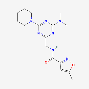 molecular formula C16H23N7O2 B6426643 N-{[4-(dimethylamino)-6-(piperidin-1-yl)-1,3,5-triazin-2-yl]methyl}-5-methyl-1,2-oxazole-3-carboxamide CAS No. 2034550-31-5
