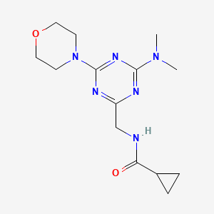 molecular formula C14H22N6O2 B6426652 N-{[4-(dimethylamino)-6-(morpholin-4-yl)-1,3,5-triazin-2-yl]methyl}cyclopropanecarboxamide CAS No. 2034408-33-6
