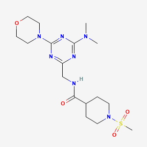 molecular formula C17H29N7O4S B6426655 N-{[4-(dimethylamino)-6-(morpholin-4-yl)-1,3,5-triazin-2-yl]methyl}-1-methanesulfonylpiperidine-4-carboxamide CAS No. 2034472-04-1