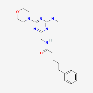molecular formula C21H30N6O2 B6426658 N-{[4-(dimethylamino)-6-(morpholin-4-yl)-1,3,5-triazin-2-yl]methyl}-5-phenylpentanamide CAS No. 2034210-46-1
