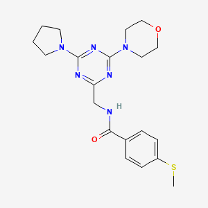 molecular formula C20H26N6O2S B6426659 4-(methylsulfanyl)-N-{[4-(morpholin-4-yl)-6-(pyrrolidin-1-yl)-1,3,5-triazin-2-yl]methyl}benzamide CAS No. 2034410-33-6