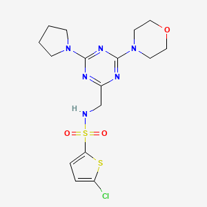 molecular formula C16H21ClN6O3S2 B6426667 5-chloro-N-{[4-(morpholin-4-yl)-6-(pyrrolidin-1-yl)-1,3,5-triazin-2-yl]methyl}thiophene-2-sulfonamide CAS No. 2034410-72-3