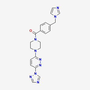 molecular formula C21H21N9O B6426703 3-(4-{4-[(1H-imidazol-1-yl)methyl]benzoyl}piperazin-1-yl)-6-(1H-1,2,4-triazol-1-yl)pyridazine CAS No. 2034384-53-5