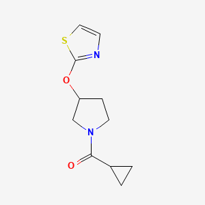molecular formula C11H14N2O2S B6426712 2-[(1-cyclopropanecarbonylpyrrolidin-3-yl)oxy]-1,3-thiazole CAS No. 2200036-85-5