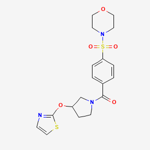 molecular formula C18H21N3O5S2 B6426752 4-{4-[3-(1,3-thiazol-2-yloxy)pyrrolidine-1-carbonyl]benzenesulfonyl}morpholine CAS No. 2200430-27-7