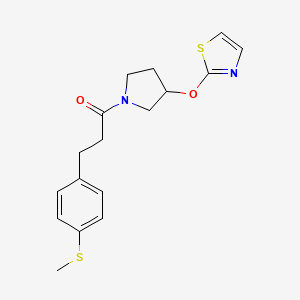 molecular formula C17H20N2O2S2 B6426757 3-[4-(methylsulfanyl)phenyl]-1-[3-(1,3-thiazol-2-yloxy)pyrrolidin-1-yl]propan-1-one CAS No. 2200472-20-2