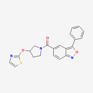 molecular formula C21H17N3O3S B6426767 3-phenyl-5-[3-(1,3-thiazol-2-yloxy)pyrrolidine-1-carbonyl]-2,1-benzoxazole CAS No. 2201703-44-6