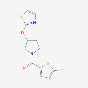molecular formula C13H14N2O2S2 B6426777 2-{[1-(5-methylthiophene-2-carbonyl)pyrrolidin-3-yl]oxy}-1,3-thiazole CAS No. 2198155-91-6