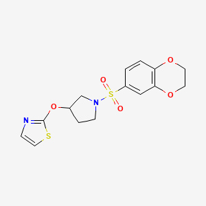 molecular formula C15H16N2O5S2 B6426818 2-{[1-(2,3-dihydro-1,4-benzodioxine-6-sulfonyl)pyrrolidin-3-yl]oxy}-1,3-thiazole CAS No. 2198053-65-3