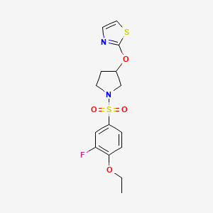 molecular formula C15H17FN2O4S2 B6426824 2-{[1-(4-ethoxy-3-fluorobenzenesulfonyl)pyrrolidin-3-yl]oxy}-1,3-thiazole CAS No. 2201042-33-1