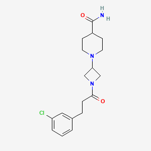 molecular formula C18H24ClN3O2 B6426839 1-{1-[3-(3-chlorophenyl)propanoyl]azetidin-3-yl}piperidine-4-carboxamide CAS No. 2034292-80-1