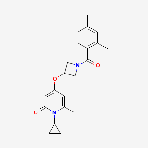 molecular formula C21H24N2O3 B6426860 1-cyclopropyl-4-{[1-(2,4-dimethylbenzoyl)azetidin-3-yl]oxy}-6-methyl-1,2-dihydropyridin-2-one CAS No. 2326310-73-8