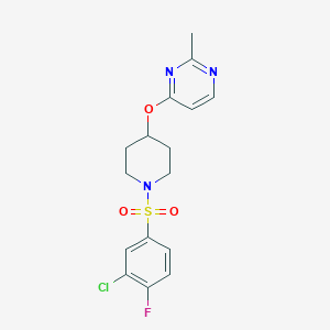 molecular formula C16H17ClFN3O3S B6426872 4-{[1-(3-chloro-4-fluorobenzenesulfonyl)piperidin-4-yl]oxy}-2-methylpyrimidine CAS No. 2097897-54-4