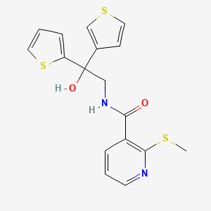 N-[2-hydroxy-2-(thiophen-2-yl)-2-(thiophen-3-yl)ethyl]-2-(methylsulfanyl)pyridine-3-carboxamide