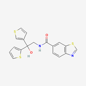 N-[2-hydroxy-2-(thiophen-2-yl)-2-(thiophen-3-yl)ethyl]-1,3-benzothiazole-6-carboxamide