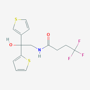 molecular formula C14H14F3NO2S2 B6426893 4,4,4-trifluoro-N-[2-hydroxy-2-(thiophen-2-yl)-2-(thiophen-3-yl)ethyl]butanamide CAS No. 2329587-44-0