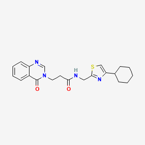 molecular formula C21H24N4O2S B6426901 N-[(4-cyclohexyl-1,3-thiazol-2-yl)methyl]-3-(4-oxo-3,4-dihydroquinazolin-3-yl)propanamide CAS No. 2034489-85-3
