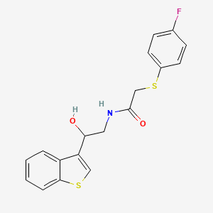 molecular formula C18H16FNO2S2 B6427005 N-[2-(1-benzothiophen-3-yl)-2-hydroxyethyl]-2-[(4-fluorophenyl)sulfanyl]acetamide CAS No. 2329714-81-8