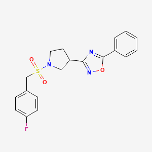 molecular formula C19H18FN3O3S B6427047 3-{1-[(4-fluorophenyl)methanesulfonyl]pyrrolidin-3-yl}-5-phenyl-1,2,4-oxadiazole CAS No. 2034416-62-9