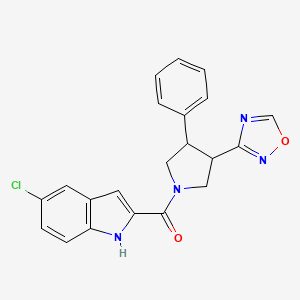 molecular formula C21H17ClN4O2 B6427054 5-chloro-2-[3-(1,2,4-oxadiazol-3-yl)-4-phenylpyrrolidine-1-carbonyl]-1H-indole CAS No. 2034417-26-8