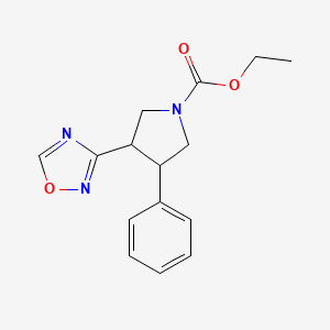 molecular formula C15H17N3O3 B6427062 ethyl 3-(1,2,4-oxadiazol-3-yl)-4-phenylpyrrolidine-1-carboxylate CAS No. 2034374-20-2