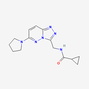 molecular formula C14H18N6O B6427068 N-{[6-(pyrrolidin-1-yl)-[1,2,4]triazolo[4,3-b]pyridazin-3-yl]methyl}cyclopropanecarboxamide CAS No. 2034369-76-9
