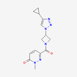 molecular formula C14H16N6O2 B6427168 6-[3-(4-cyclopropyl-1H-1,2,3-triazol-1-yl)azetidine-1-carbonyl]-2-methyl-2,3-dihydropyridazin-3-one CAS No. 2034611-55-5