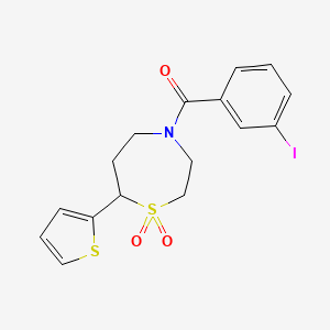molecular formula C16H16INO3S2 B6427189 4-(3-iodobenzoyl)-7-(thiophen-2-yl)-1lambda6,4-thiazepane-1,1-dione CAS No. 2329828-64-8