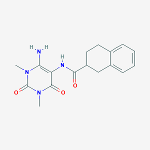 molecular formula C17H20N4O3 B064272 2-Naphthalenecarboxamide,  N-(6-amino-1,2,3,4-tetrahydro-1,3-dimethyl-2,4-dioxo-5-pyrimidinyl)-1,2,3 CAS No. 166115-77-1