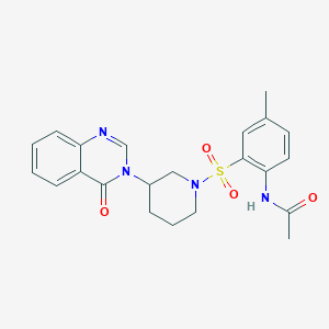molecular formula C22H24N4O4S B6427204 N-(4-methyl-2-{[3-(4-oxo-3,4-dihydroquinazolin-3-yl)piperidin-1-yl]sulfonyl}phenyl)acetamide CAS No. 2034518-26-6