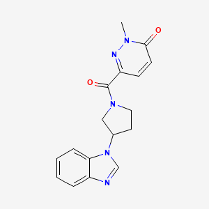 molecular formula C17H17N5O2 B6427206 6-[3-(1H-1,3-benzodiazol-1-yl)pyrrolidine-1-carbonyl]-2-methyl-2,3-dihydropyridazin-3-one CAS No. 2034420-39-6