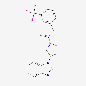 molecular formula C20H18F3N3O B6427240 1-[3-(1H-1,3-benzodiazol-1-yl)pyrrolidin-1-yl]-2-[3-(trifluoromethyl)phenyl]ethan-1-one CAS No. 2034559-50-5