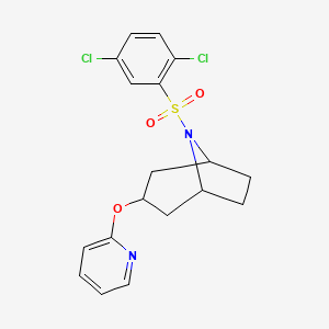 molecular formula C18H18Cl2N2O3S B6427262 8-(2,5-dichlorobenzenesulfonyl)-3-(pyridin-2-yloxy)-8-azabicyclo[3.2.1]octane CAS No. 2329612-17-9