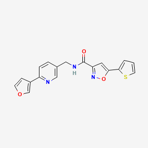 molecular formula C18H13N3O3S B6427269 N-{[6-(furan-3-yl)pyridin-3-yl]methyl}-5-(thiophen-2-yl)-1,2-oxazole-3-carboxamide CAS No. 2327752-96-3