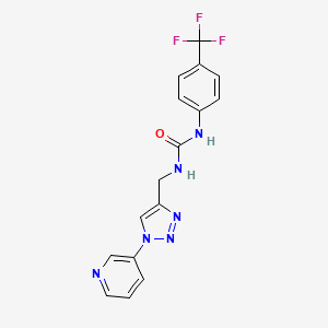 molecular formula C16H13F3N6O B6427293 3-{[1-(pyridin-3-yl)-1H-1,2,3-triazol-4-yl]methyl}-1-[4-(trifluoromethyl)phenyl]urea CAS No. 2034539-38-1