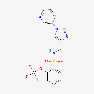molecular formula C15H12F3N5O3S B6427298 N-{[1-(pyridin-3-yl)-1H-1,2,3-triazol-4-yl]methyl}-2-(trifluoromethoxy)benzene-1-sulfonamide CAS No. 2034297-09-9