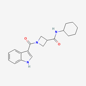 molecular formula C19H23N3O2 B6427342 N-cyclohexyl-1-(1H-indole-3-carbonyl)azetidine-3-carboxamide CAS No. 1705679-35-1
