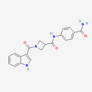 molecular formula C20H18N4O3 B6427347 N-(4-carbamoylphenyl)-1-(1H-indole-3-carbonyl)azetidine-3-carboxamide CAS No. 1705437-19-9