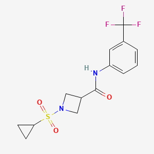 molecular formula C14H15F3N2O3S B6427361 1-(cyclopropanesulfonyl)-N-[3-(trifluoromethyl)phenyl]azetidine-3-carboxamide CAS No. 1706254-68-3