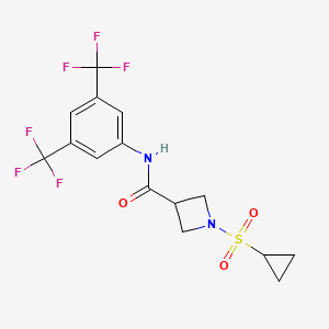 molecular formula C15H14F6N2O3S B6427368 N-[3,5-bis(trifluoromethyl)phenyl]-1-(cyclopropanesulfonyl)azetidine-3-carboxamide CAS No. 1706170-70-8