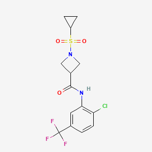 molecular formula C14H14ClF3N2O3S B6427369 N-[2-chloro-5-(trifluoromethyl)phenyl]-1-(cyclopropanesulfonyl)azetidine-3-carboxamide CAS No. 1705540-15-3