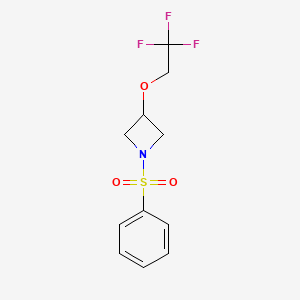 molecular formula C11H12F3NO3S B6427382 1-(benzenesulfonyl)-3-(2,2,2-trifluoroethoxy)azetidine CAS No. 2034247-06-6