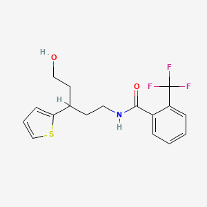 molecular formula C17H18F3NO2S B6427404 N-[5-hydroxy-3-(thiophen-2-yl)pentyl]-2-(trifluoromethyl)benzamide CAS No. 2034510-12-6