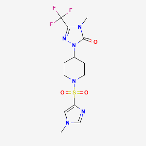 molecular formula C13H17F3N6O3S B6427460 4-methyl-1-{1-[(1-methyl-1H-imidazol-4-yl)sulfonyl]piperidin-4-yl}-3-(trifluoromethyl)-4,5-dihydro-1H-1,2,4-triazol-5-one CAS No. 2034418-08-9